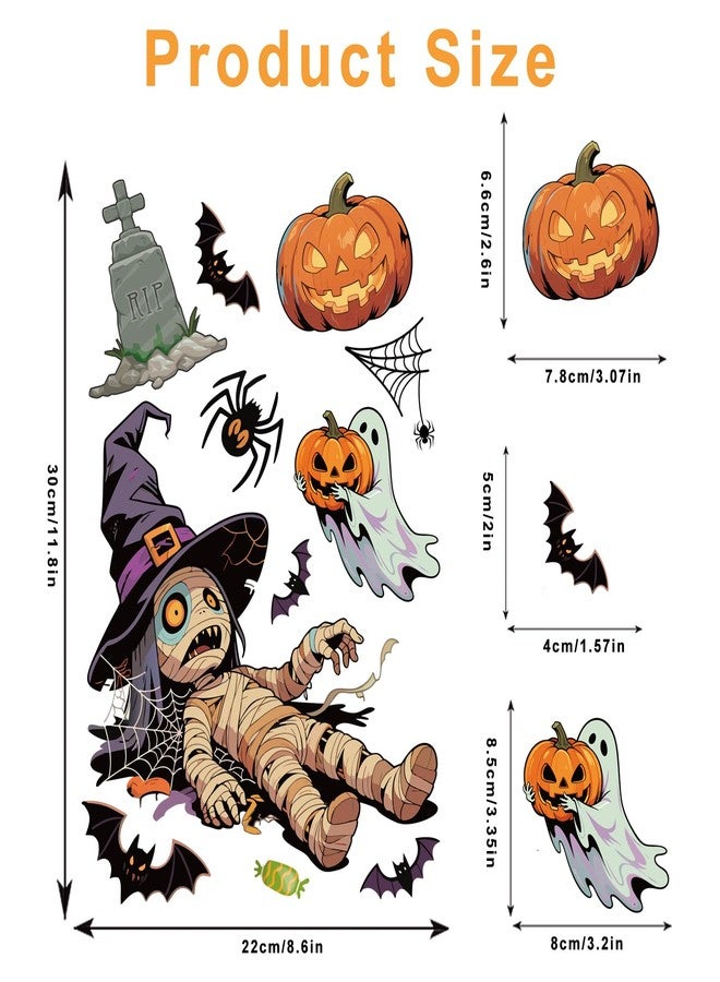 FCZon Star 9 Sheets Halloween Window Stickers, Double Side Window Clings Decals for Party Decoration, Indoor & Outdoor Home Decor, Halloween Decorations, Ghosts, Pumpkins, Bats and Zombies - Image 4